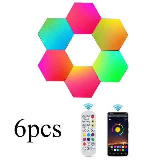 Illuminate Your Space with Hexagon LED Wall Lights: Vibrant Colors and Remote Control - Home Kartz