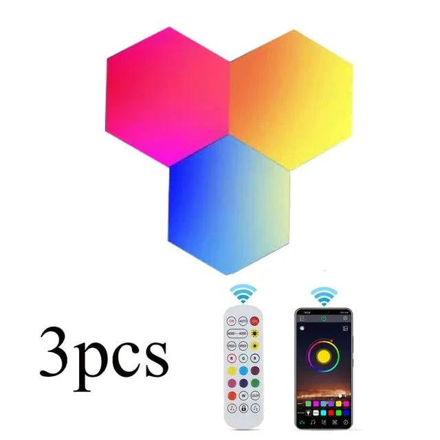 Illuminate Your Space with Hexagon LED Wall Lights: Vibrant Colors and Remote Control - Home Kartz