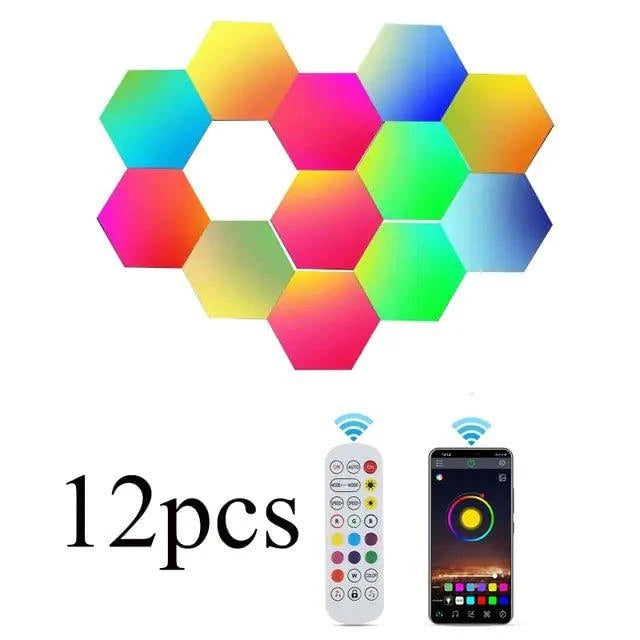 Illuminate Your Space with Hexagon LED Wall Lights: Vibrant Colors and Remote Control - Home Kartz