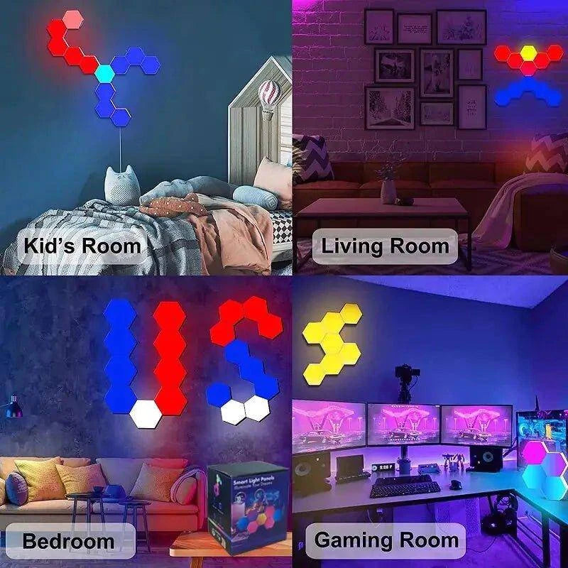 Illuminate Your Space with Hexagon LED Wall Lights: Vibrant Colors and Remote Control - Home Kartz