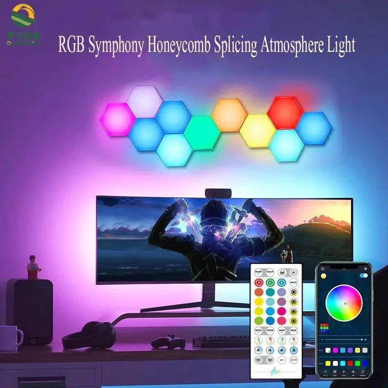 Illuminate Your Space with Hexagon LED Wall Lights: Vibrant Colors and Remote Control - Home Kartz