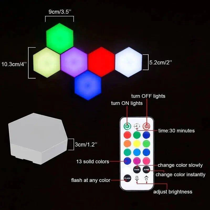 Illuminate Your Space with Hexagon LED Wall Lights: Vibrant Colors and Remote Control - Home Kartz