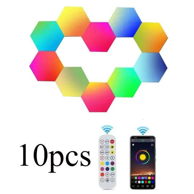Illuminate Your Space with Hexagon LED Wall Lights: Vibrant Colors and Remote Control - Home Kartz