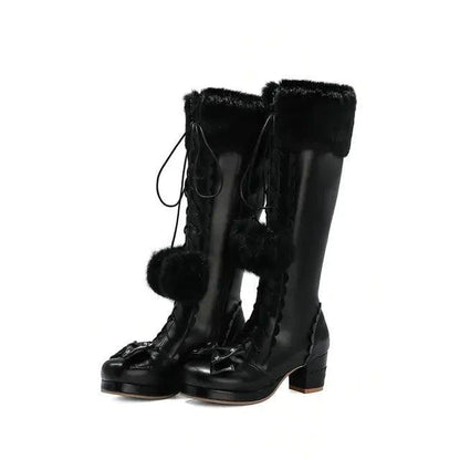 Elevate Your Winter Style with Our Princess Bowtie High Boots - Home Kartz