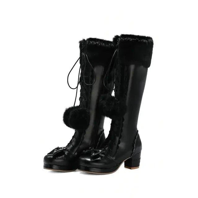 Elevate Your Winter Style with Our Princess Bowtie High Boots - Home Kartz
