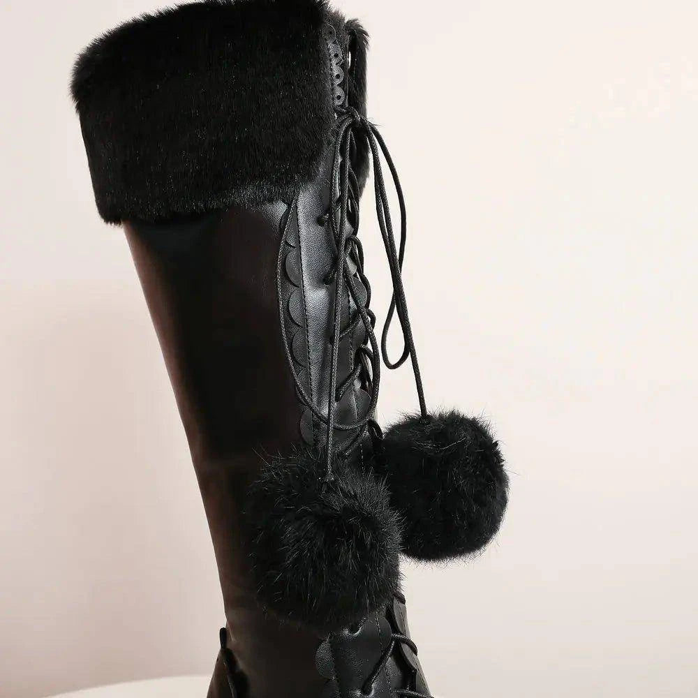 Elevate Your Winter Style with Our Princess Bowtie High Boots - Home Kartz