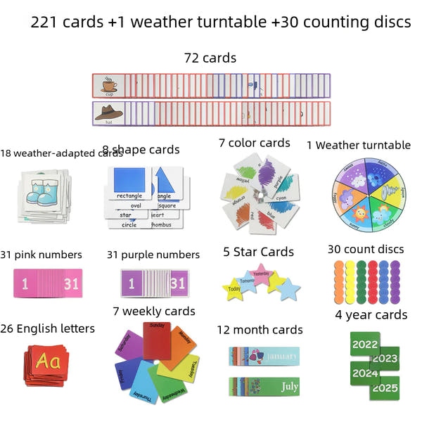 Circle Time Learning Center Card Bag | All-in-One Calendar, Weather & Math Kit