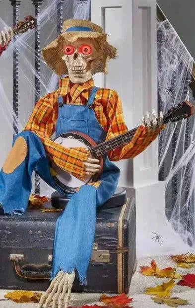 Halloween Banjo Skeleton Decoration – Light-Up and Classic | Fun and Durable - Home Kartz