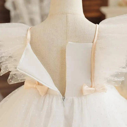 White Baby Baptism Dress with Ruffle Sleeves – Elegance for Your Baby’s Special Day - Home Kartz