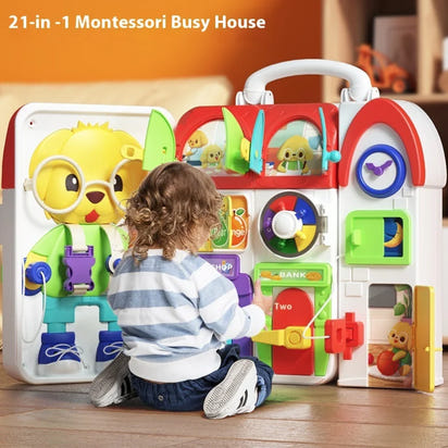 Montessori Busy Board for 1-2 Year Old Toddlers | Improve Fine Motor & Focus Skills