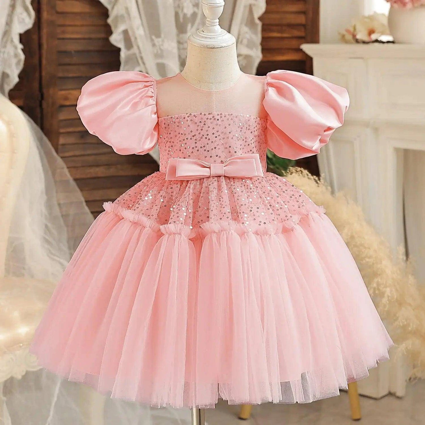 White Baby Baptism Dress with Ruffle Sleeves – Elegance for Your Baby’s Special Day - Home Kartz