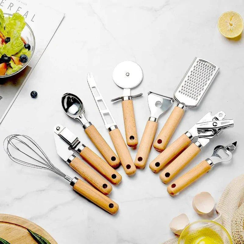 🍳 Ultimate Kitchen Accessories Set | Solid Wood & Stainless Steel Tools for Every Chef 🍴 - Home Kartz
