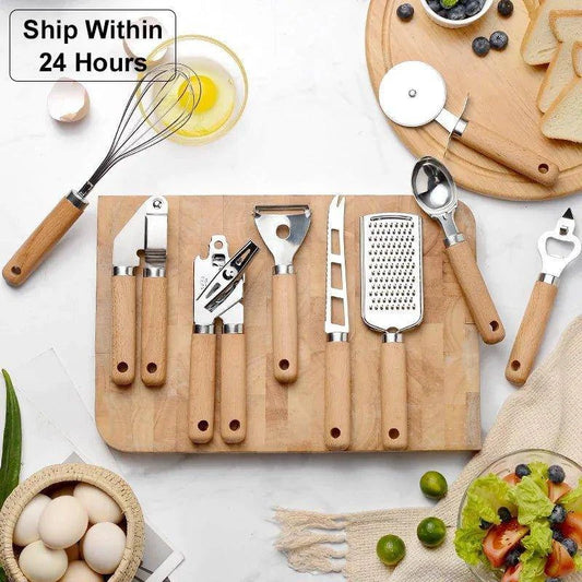 🍳 Ultimate Kitchen Accessories Set | Solid Wood & Stainless Steel Tools for Every Chef 🍴 - Home Kartz