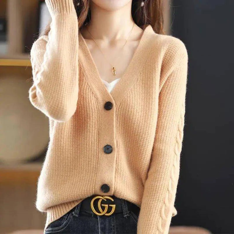 V-Neck Button-Up Cardigan – Chic Comfort for Autumn and Winter - Home Kartz