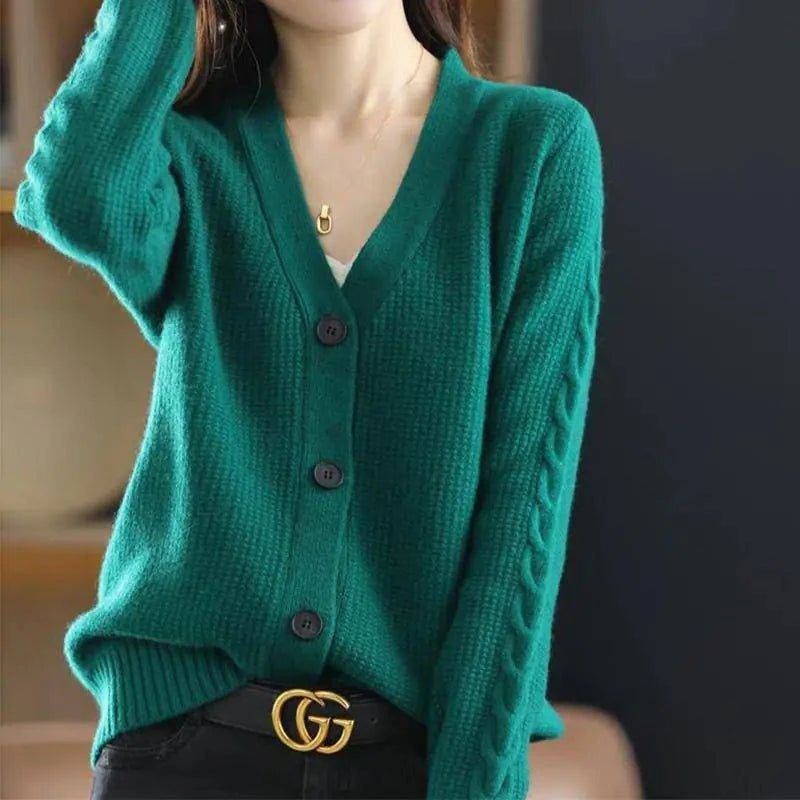 V-Neck Button-Up Cardigan – Chic Comfort for Autumn and Winter - Home Kartz