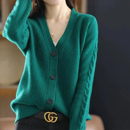 V-Neck Button-Up Cardigan – Chic Comfort for Autumn and Winter - Home Kartz