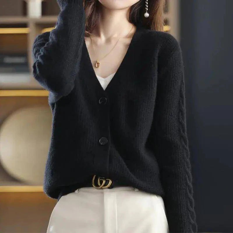 V-Neck Button-Up Cardigan – Chic Comfort for Autumn and Winter - Home Kartz