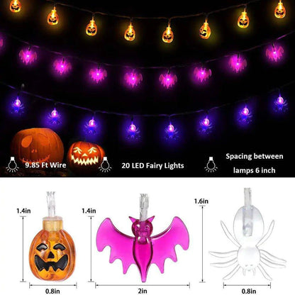 Spooky LED Halloween Light String – Battery-Powered, Weatherproof, 10,000-Hour Lifespan - Home Kartz