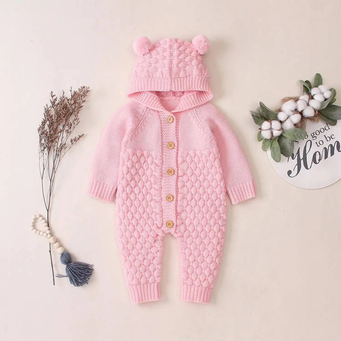 Embrace Cozy Chic: The Ultimate Ear Knit Romper with Hoodie for Your Little One 🌟👶 - Home Kartz