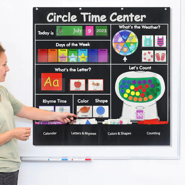 Circle Time Learning Center Card Bag | All-in-One Calendar, Weather & Math Kit