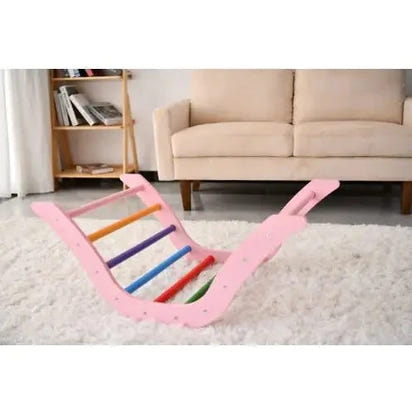 Pink Montessori Foldable Climbing Triangle Set (2-Piece) | Indoor Toddler Climbing Gym for Ages 1-3 Eco Kids Bay