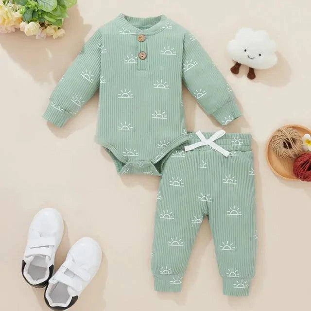 Introducing Our Adorable and Practical Newborn Fashion Bundle: Baby Bodysuits and Elastic Pants Set - Home Kartz