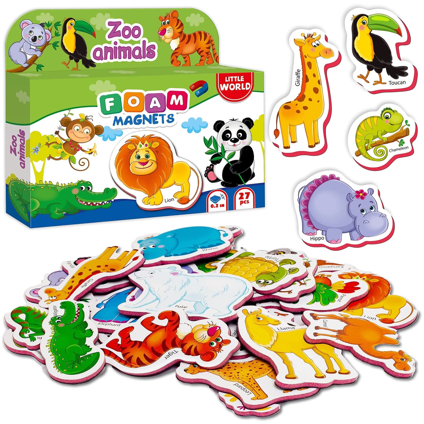 🦁 27-Piece Zoo Animal Magnets – Fun Learning on the Fridge!
