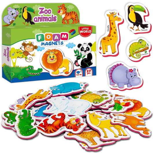 🦁 27-Piece Zoo Animal Magnets – Fun Learning on the Fridge!
