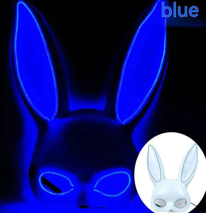 LED Bunny Mask with Long Ears - Neon Glow Mask for Halloween - Home Kartz