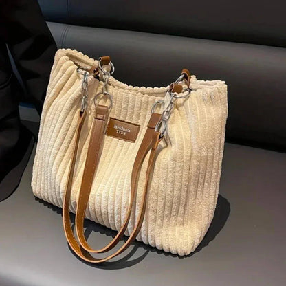 Stylish & Spacious Meiduola Corduroy Tote – The Perfect Everyday Bag - Home Kartz