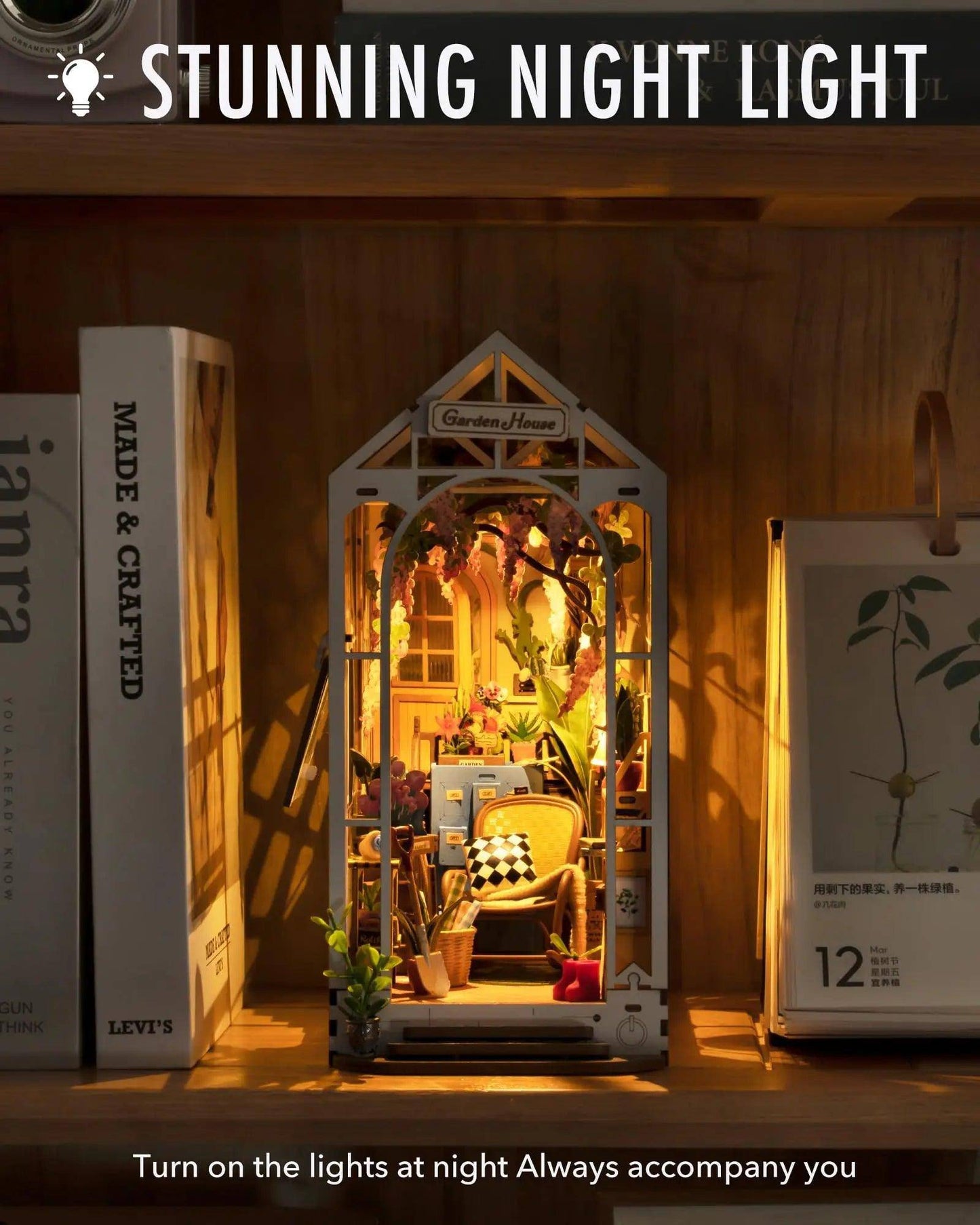 Mini Garden House Book Nook Kit – Create Your Own Miniature Fairy Garden Bookshelf Insert - Home Kartz
