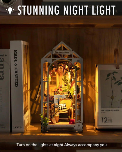 Mini Garden House Book Nook Kit – Create Your Own Miniature Fairy Garden Bookshelf Insert - Home Kartz
