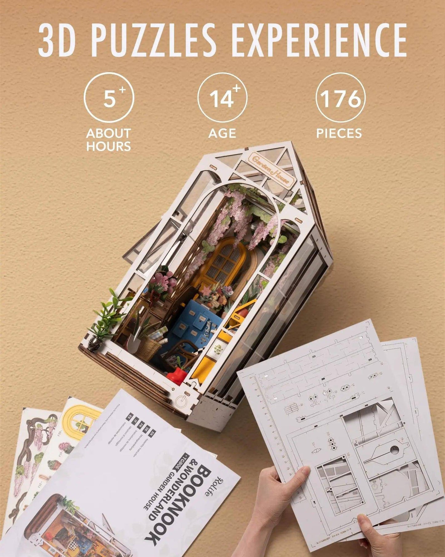 Mini Garden House Book Nook Kit – Create Your Own Miniature Fairy Garden Bookshelf Insert - Home Kartz
