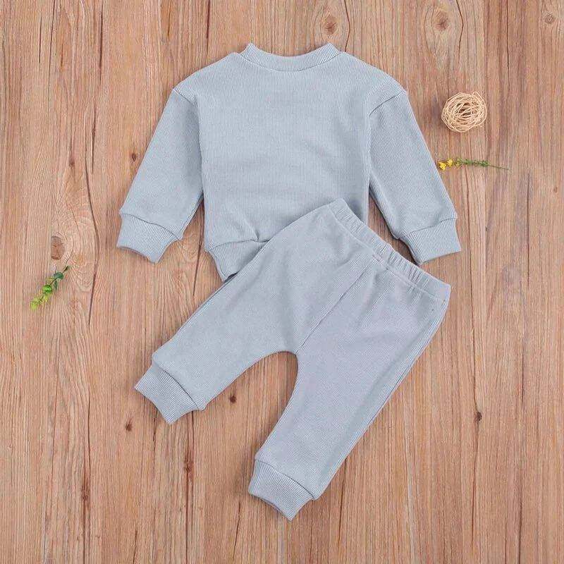 Toddler Baby Clothes Set - Soft Cotton Rainbow Embroidery Top and Pants - Home Kartz