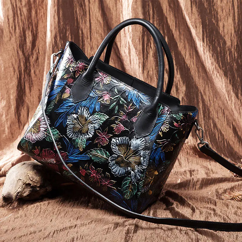 🌸 Artistry in Hand: The Sytle-Carry Vintage Flower Embossed Genuine Leather Handbag – Your Ultimate Flower Embossed Genuine Leather Handbag for Timeless Elegance! 💖