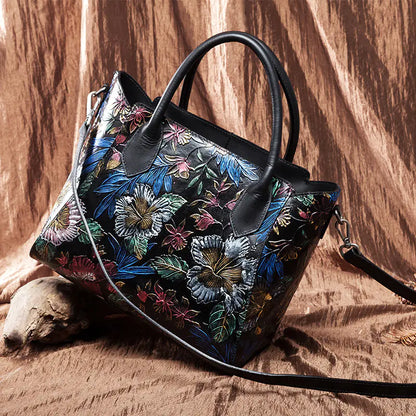 🌸 Artistry in Hand: The Sytle-Carry Vintage Flower Embossed Genuine Leather Handbag – Your Ultimate Flower Embossed Genuine Leather Handbag for Timeless Elegance! 💖