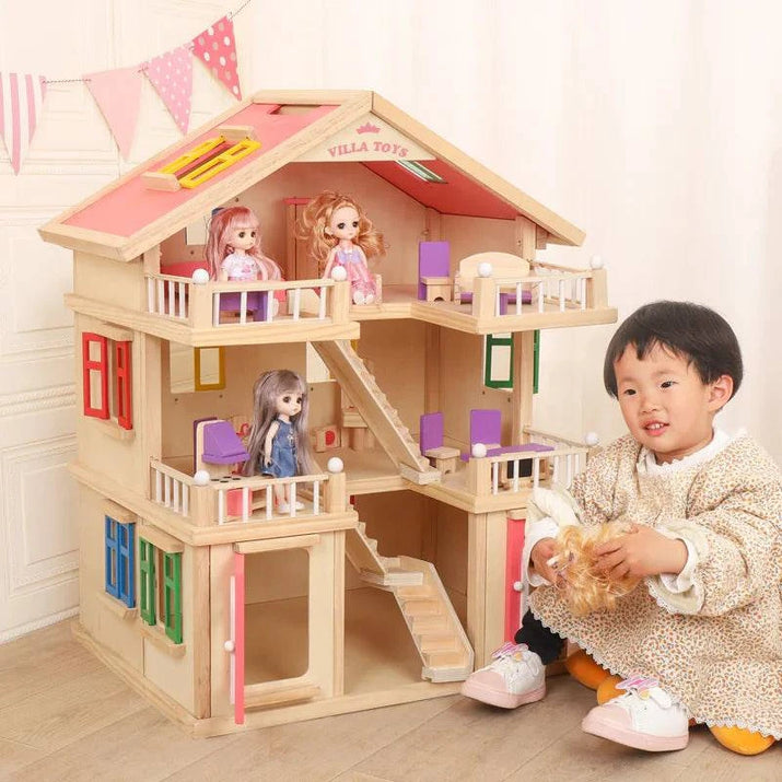 Wooden Villa Playset for Toddlers | Early Education & Imagination Toy - Home Kartz