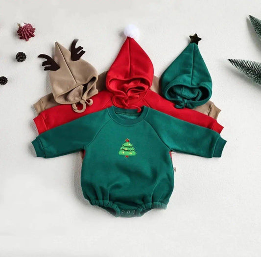 Adorable Baby Bodysuit Christmas One-Piece with Santa Claus Embroidery – Perfect Holiday Outfit - Home Kartz