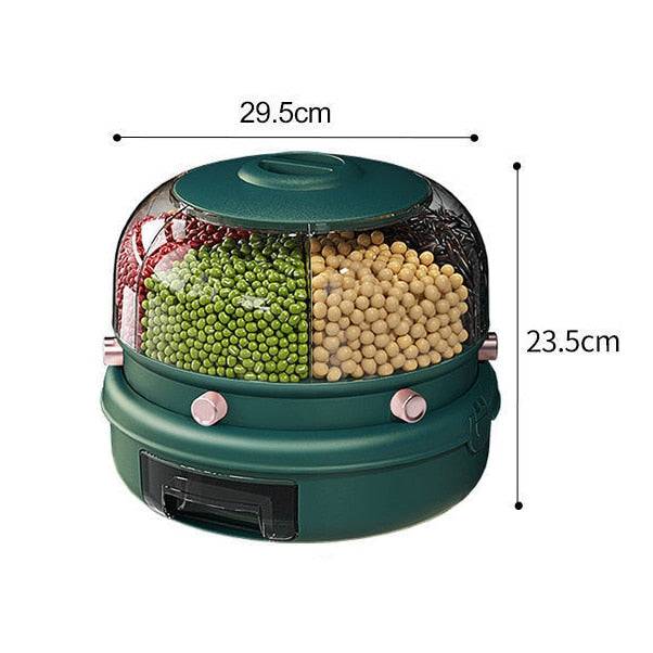 360° Rotating Grains Storage Box – Innovative Dry Food Dispenser for Effortless Kitchen Organization - Home Kartz