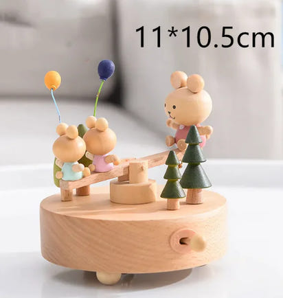 Rotating Wooden Music Box: Handcrafted Carousel for Timeless Joy & Soothing Melodies