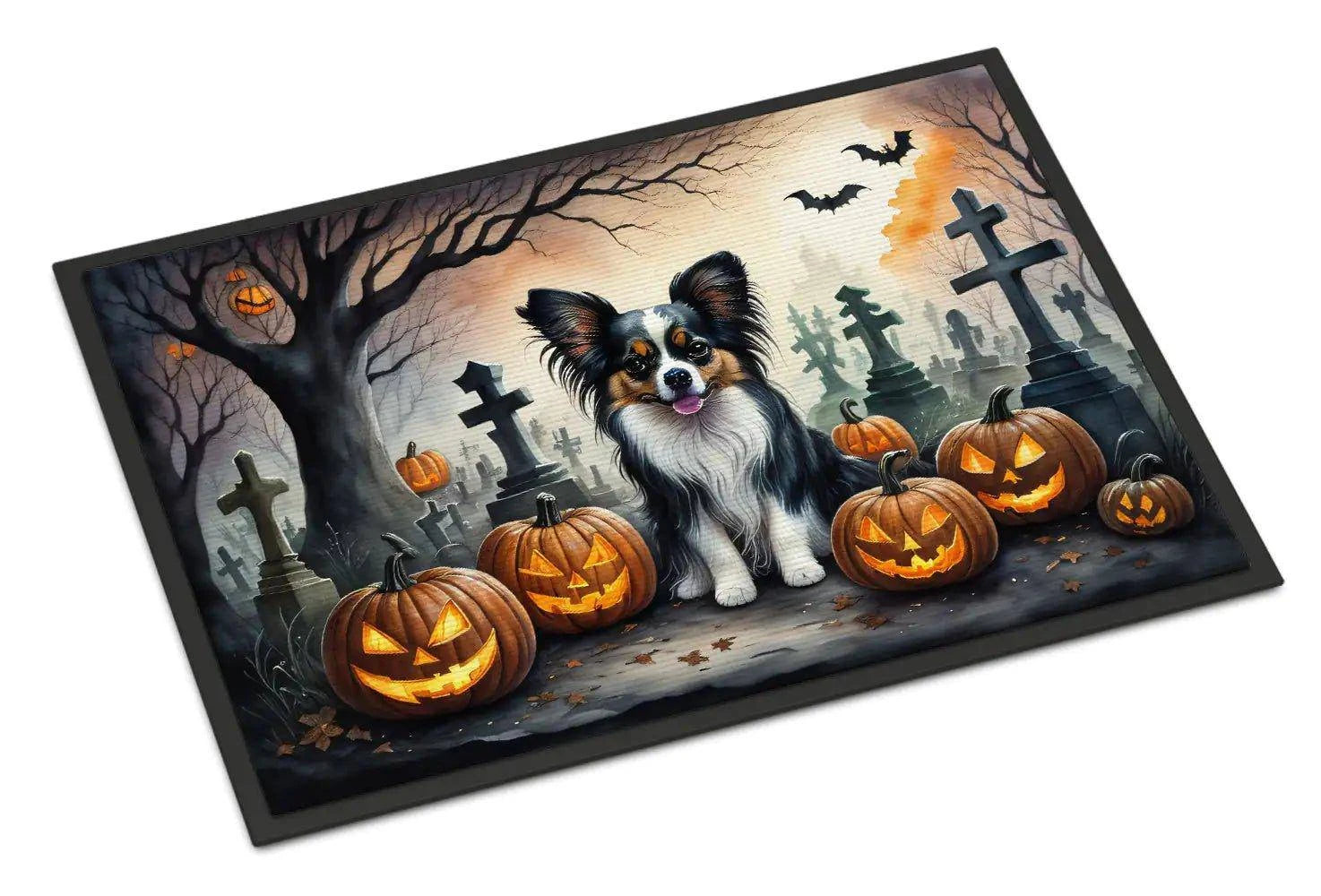 Halloween Papillon Dog Doormat – Durable, Slip-Resistant, Indoor/Outdoor Decor - Home Kartz