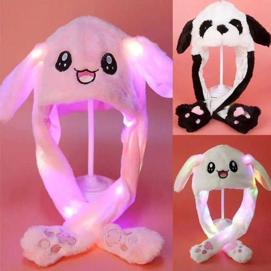Light Up Your Look with Plush Hat with Movable Ears and LED Light - Home Kartz