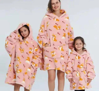 Plush Oversized Velveteen Blanket Hoodie – Cozy Comfort for the Whole Family - Home Kartz