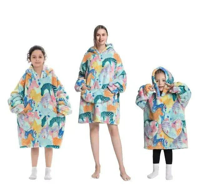 Plush Oversized Velveteen Blanket Hoodie – Cozy Comfort for the Whole Family - Home Kartz