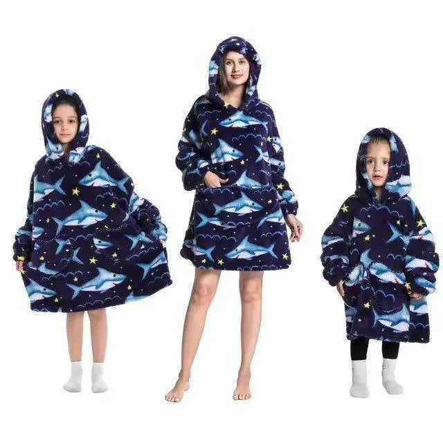 Plush Oversized Velveteen Blanket Hoodie – Cozy Comfort for the Whole Family - Home Kartz