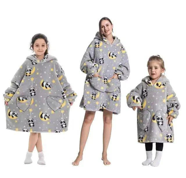 Plush Oversized Velveteen Blanket Hoodie – Cozy Comfort for the Whole Family - Home Kartz
