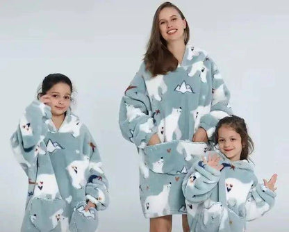 Plush Oversized Velveteen Blanket Hoodie – Cozy Comfort for the Whole Family - Home Kartz