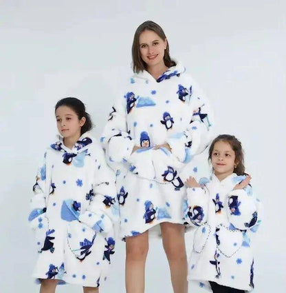 Plush Oversized Velveteen Blanket Hoodie – Cozy Comfort for the Whole Family - Home Kartz
