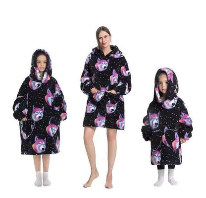 Plush Oversized Velveteen Blanket Hoodie – Cozy Comfort for the Whole Family - Home Kartz