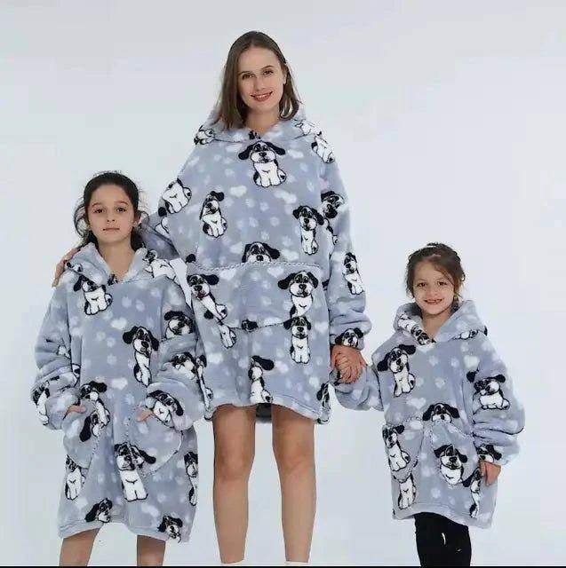 Plush Oversized Velveteen Blanket Hoodie – Cozy Comfort for the Whole Family - Home Kartz